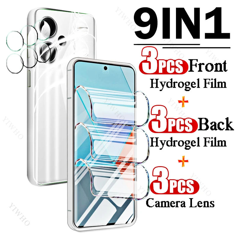 9in1 Full Cover Hydrogel Film for Xiaomi Redmi Note 13 Pro+ Fingerprint Screen Protectors for Redmi Note13 Plus + Camera Lens HD