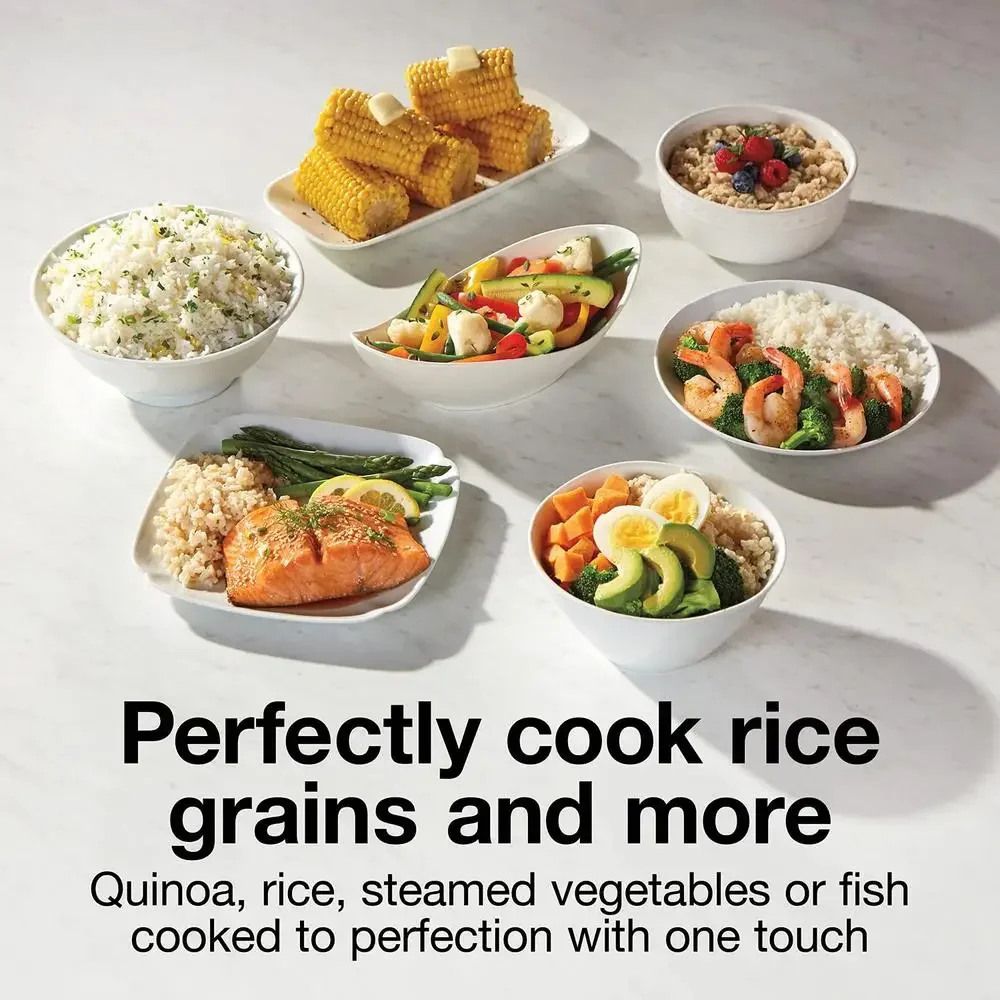 30 Cups Rice Cooker Food Steamer 2 in 1 Steamer Basket Easy One Touch Control Dishwasher Safe Cook Grains Vegetables Perfectly