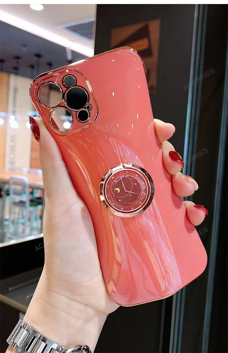 Magic6 Magic5 6lite 5lite Luxury Plating Ring Holder Stand Case For Huawei Honor Magic 6 5 Lite Pro 5g X9a X9b Silicone Cover