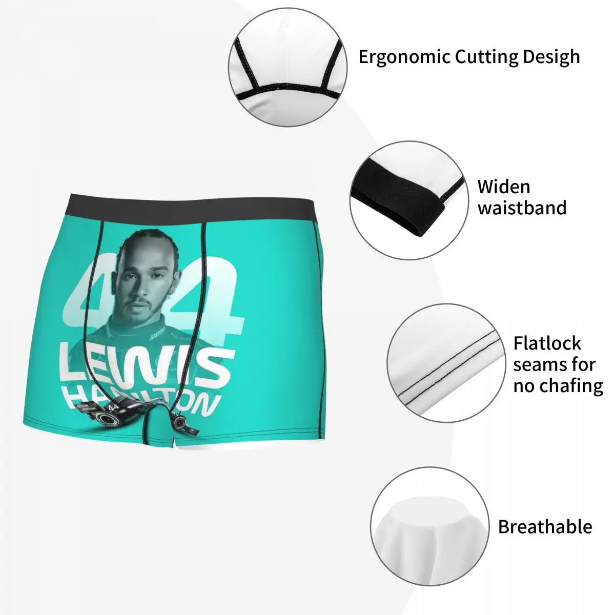 F1 Cool Race Car Competition Lewis Hamilton 44 Floor Racer Underpants Homme Panties Male Underwear Sexy Shorts Boxer Briefs