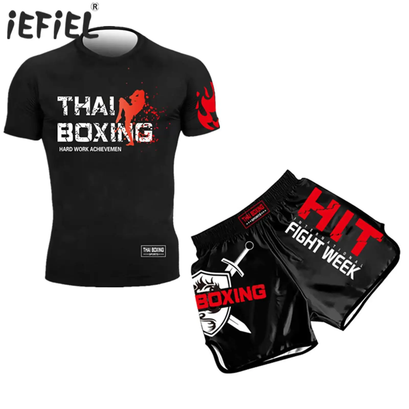 Boxing Set Kids Boy Outfit Boxing Kick Boxing Muay Thai Gymnastics T-Shirt Top Sports Running With Shorts Combat Training Suit