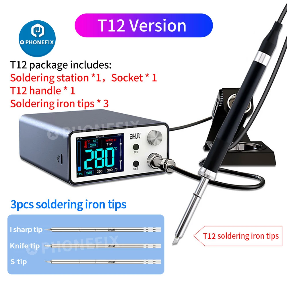 AIXUN T3A 200W Intelligent Soldering Station Support T12/T245/936 Electric Welding Iron Handle Tip for Phone PCB BGA Repair Tool