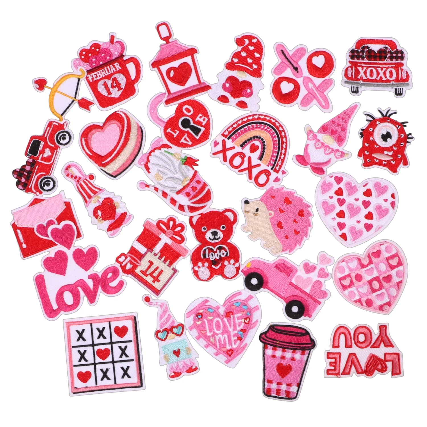 

10pcs/set Valentine's Day Cute Style Embroidery Patches For Jeans Jacket DIY Logos Hot Melt & Embroidery Applique Stickes Logo