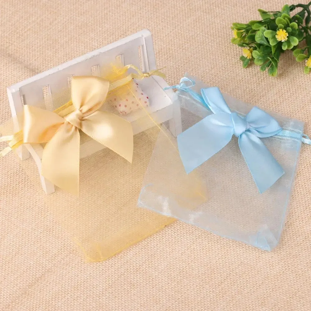 10/20/50pcs/lot New Organza Gift Bag Bowknot Christmas Party Wedding Candy Bags Exquisite Jewelry Packing Drawstring Pouch view 5