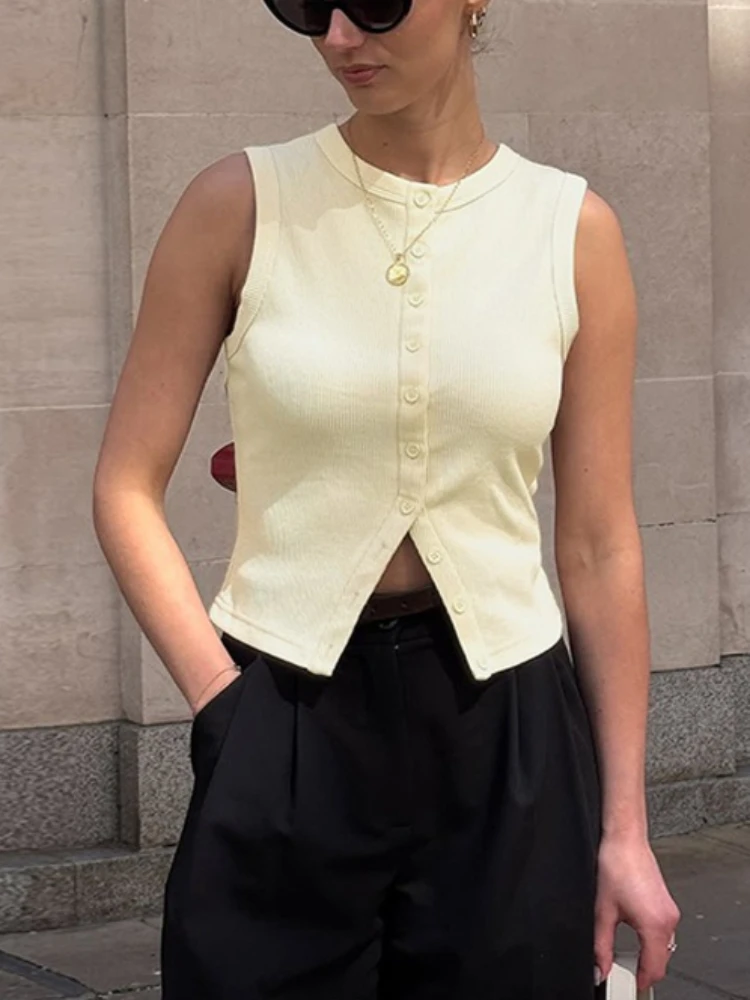 

Tossy Knit Sleeveless Sweater Tank Top Pullover Women's Solid Slim Round-Neck Patchwork Cropped Y2k Top Female Knit Sweater Vest