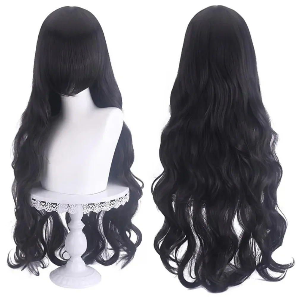 

Diagonal Bangs Curly Long Wave Wig for Women Heat-resistant Fiber Synthetic Wig for Daily Cosplay