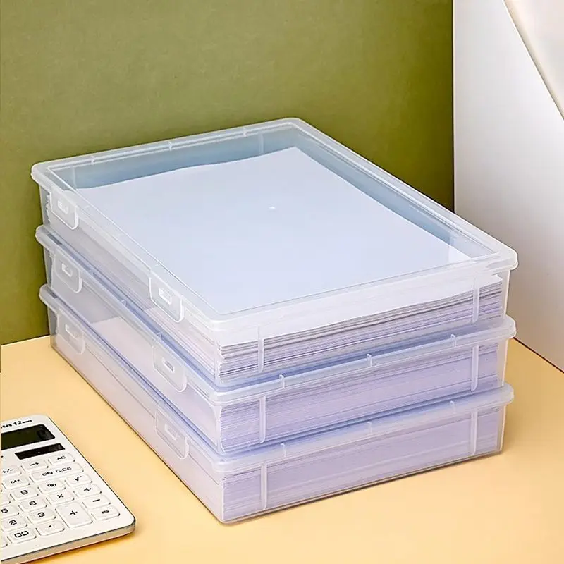 1pc Document Storage Container Transparent Dustproof Storage Box Office Supplies Plastic A4 A5 File Organizer For School Home