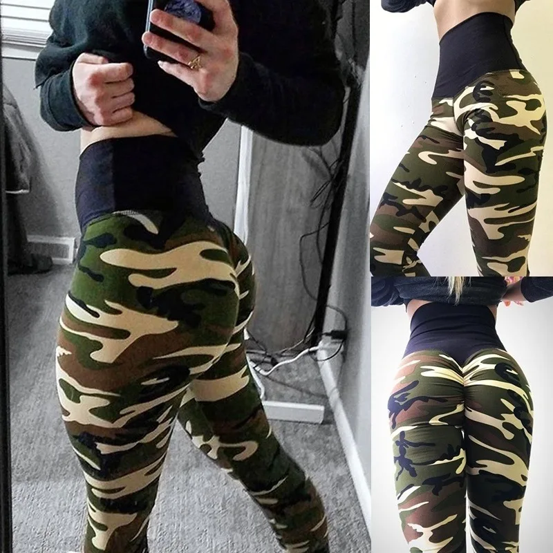 Leggings da donna Leggings mimetici Skinny elastici alti Slim verde militare Jegging Leggins Fitness pantaloni sportivi da palestra