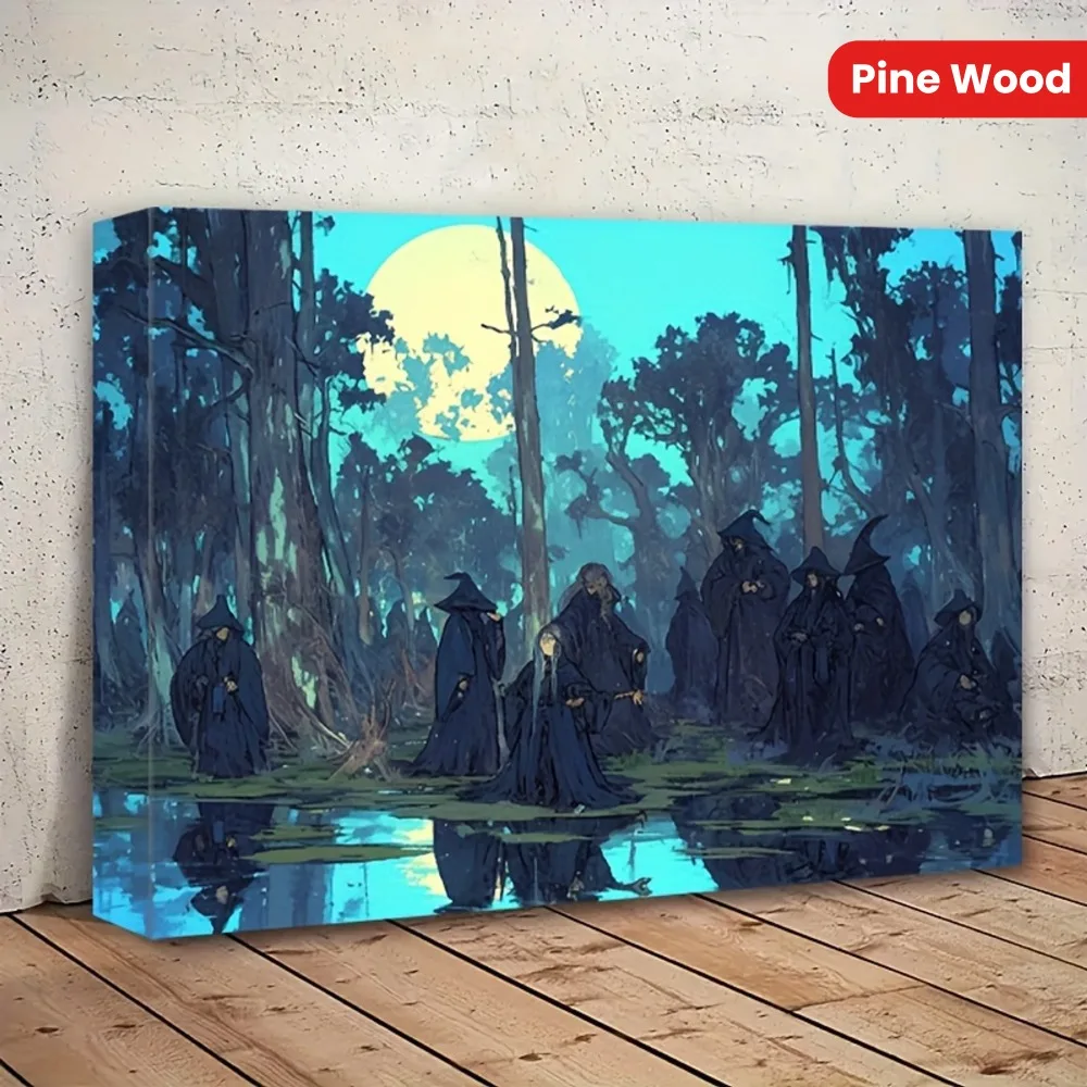 

1,5-дюймовая фоторамка из цельного дерева, украшение на стену на Хэллоуин, постер для вечеринки в виде лунного света и ведьмы, украшение для дома на праздник Хэллоуина