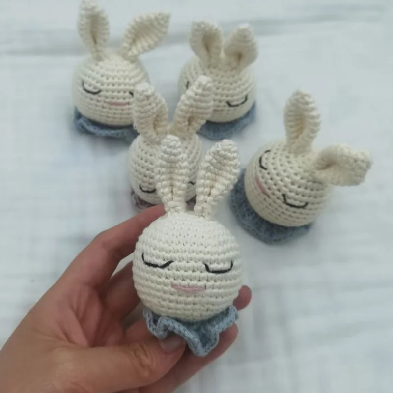 Amigurumi Rabbit Handmade Crochet Animal Knitting Beads DIY Baby Pacifier Chain Chewable Accessories Infant Teether