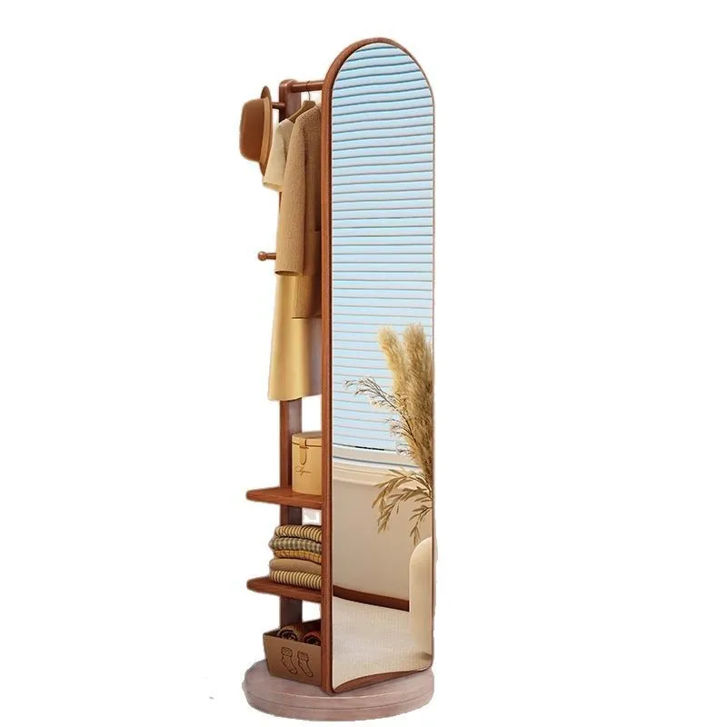 

Solid wood rotatable full-length mirror Hanging hanger Coat rack Integrated fitting mirror Floor-to-ceiling full-body mirror