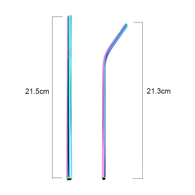 Colorful Stainless Steel Drinking Straws Straight and Bent Reusable Filter with Brush DIY Tea Coffee Tools Party Bar Accessories