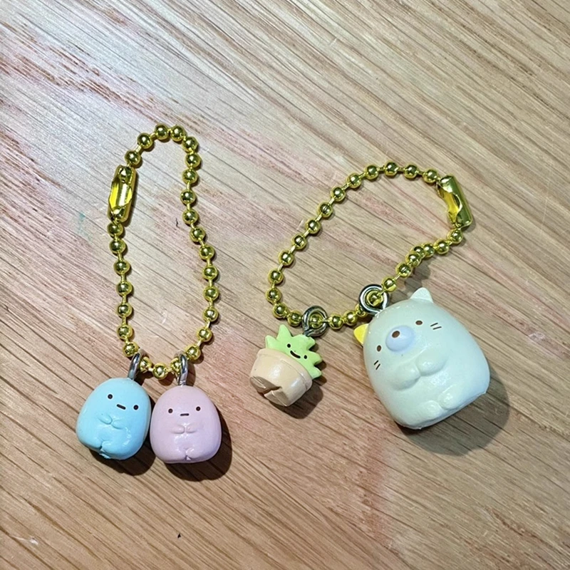 

Мини брелок Sumikko Gurashi, брелок с шариком и кольцом из мультфильма аниме Sumikkogurashi Kawaii, милые брелки из ПВХ, маленький подарок