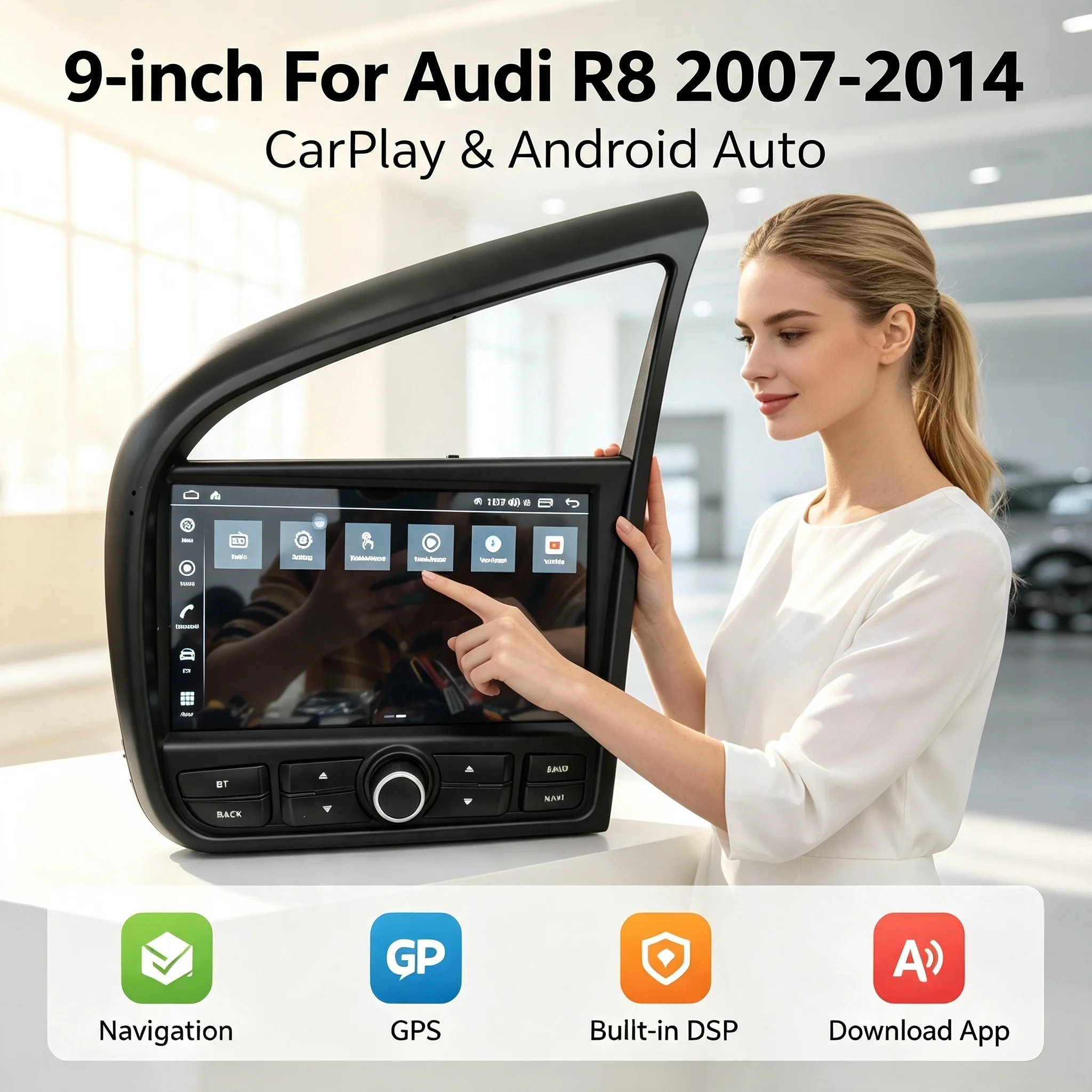 Multimedia Player Stereo For Audi R8 V8 V10 2007 2008-2014 Android 13 Car Radio GPS Navi Radio Tape Recorder Auto Audio HeadUnit