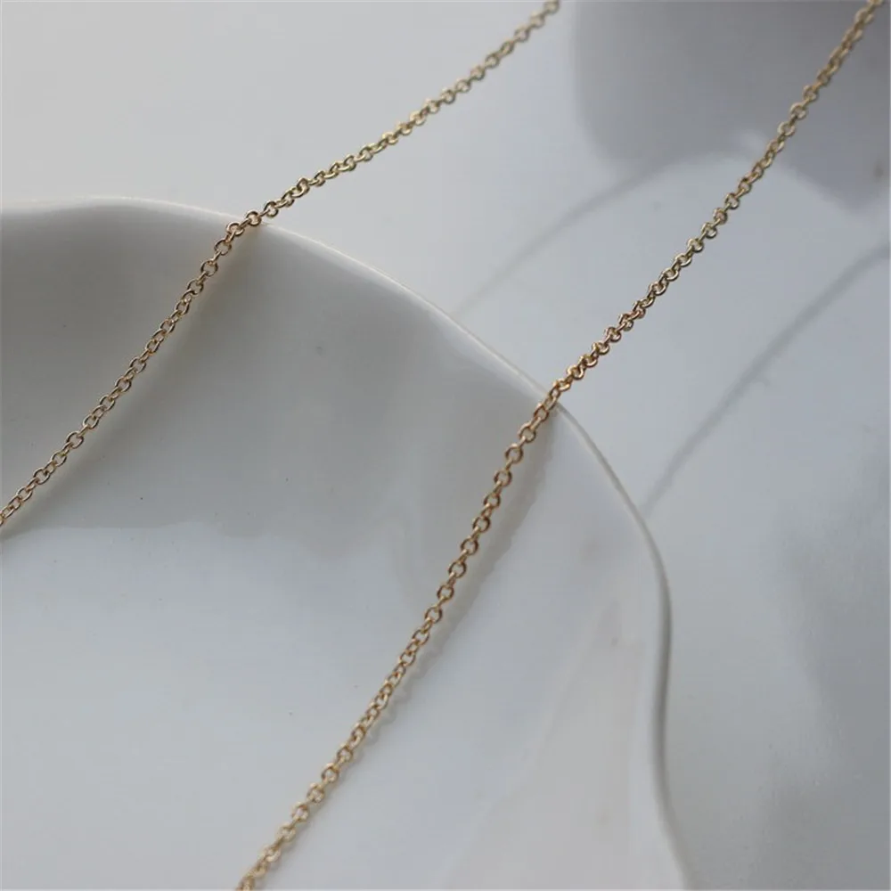 14K Gold Word Chain Strip, Work in Progress, DIY Accessories, Cross Chain, 1mm Wide, Thin Chain, Earphone