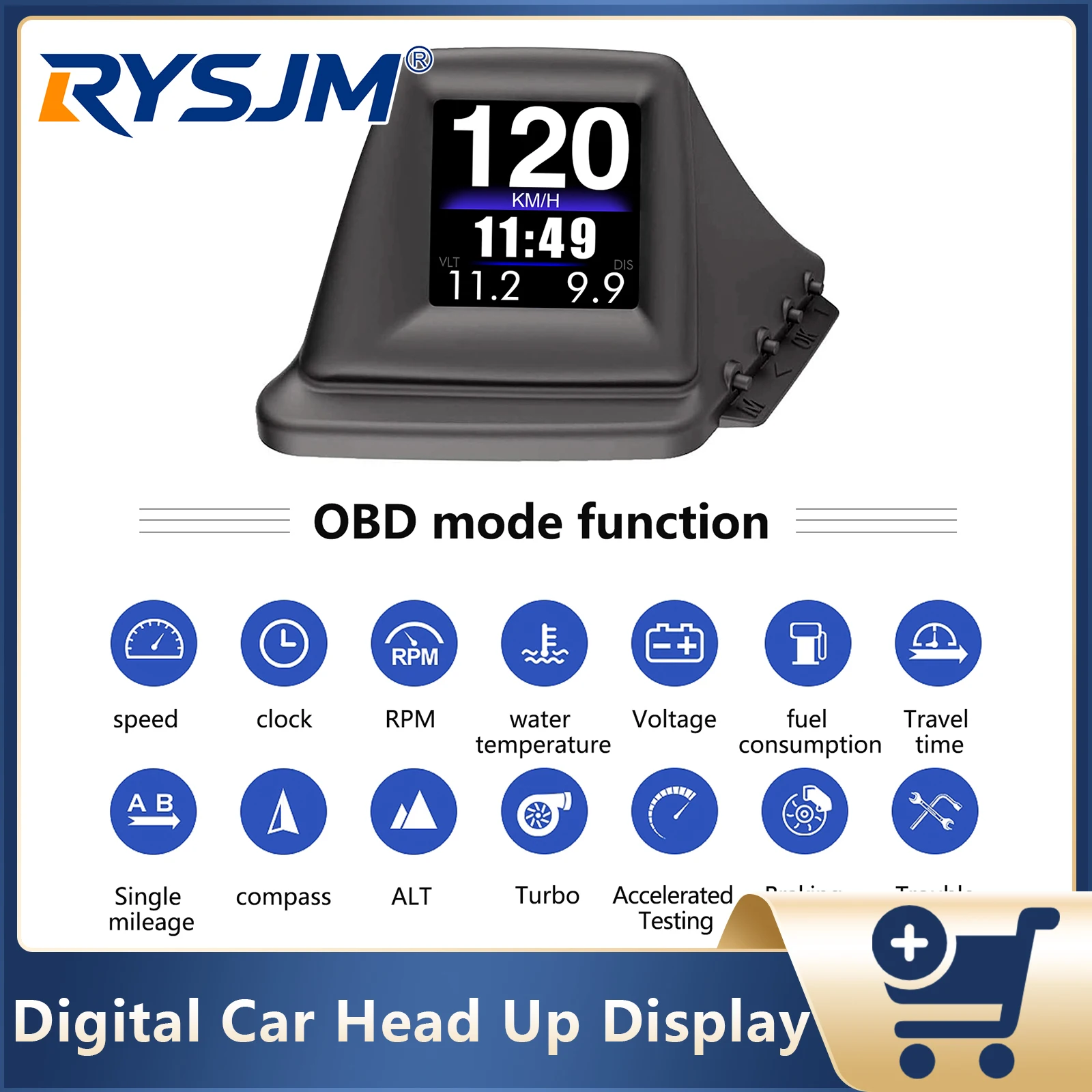 P8 OBD2 Head Up Display On-board Computer Speed RPM Tachometer Water Temp Voltage Mileage LCD Instrument Car Auto Accessories