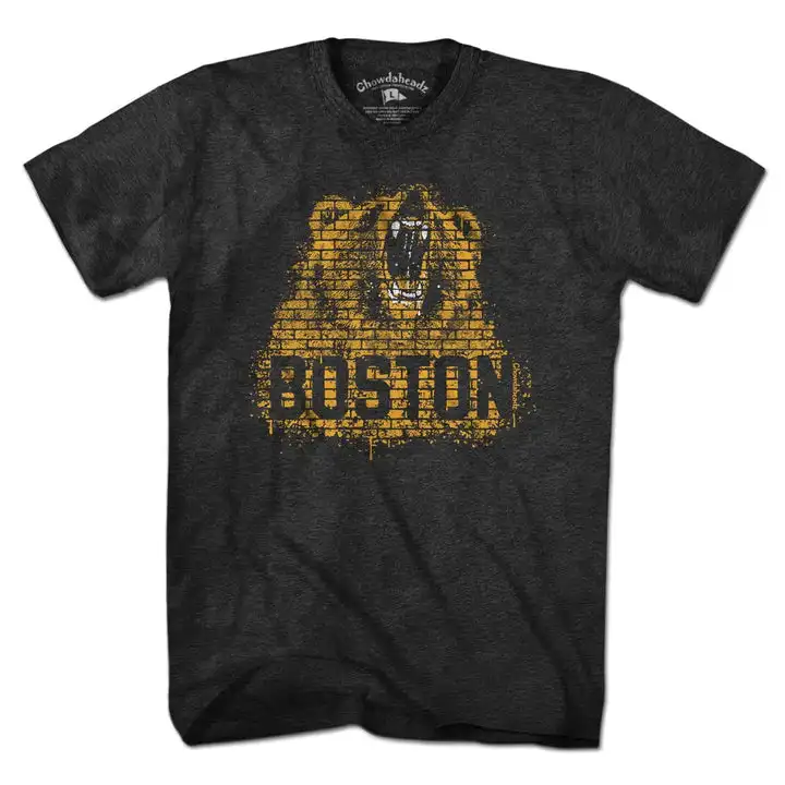 

Boston Bear fiti American Retro Classic Print ort Sve T-irt Cotton round Ne Youth Faion Summer Loose Fit T-irt