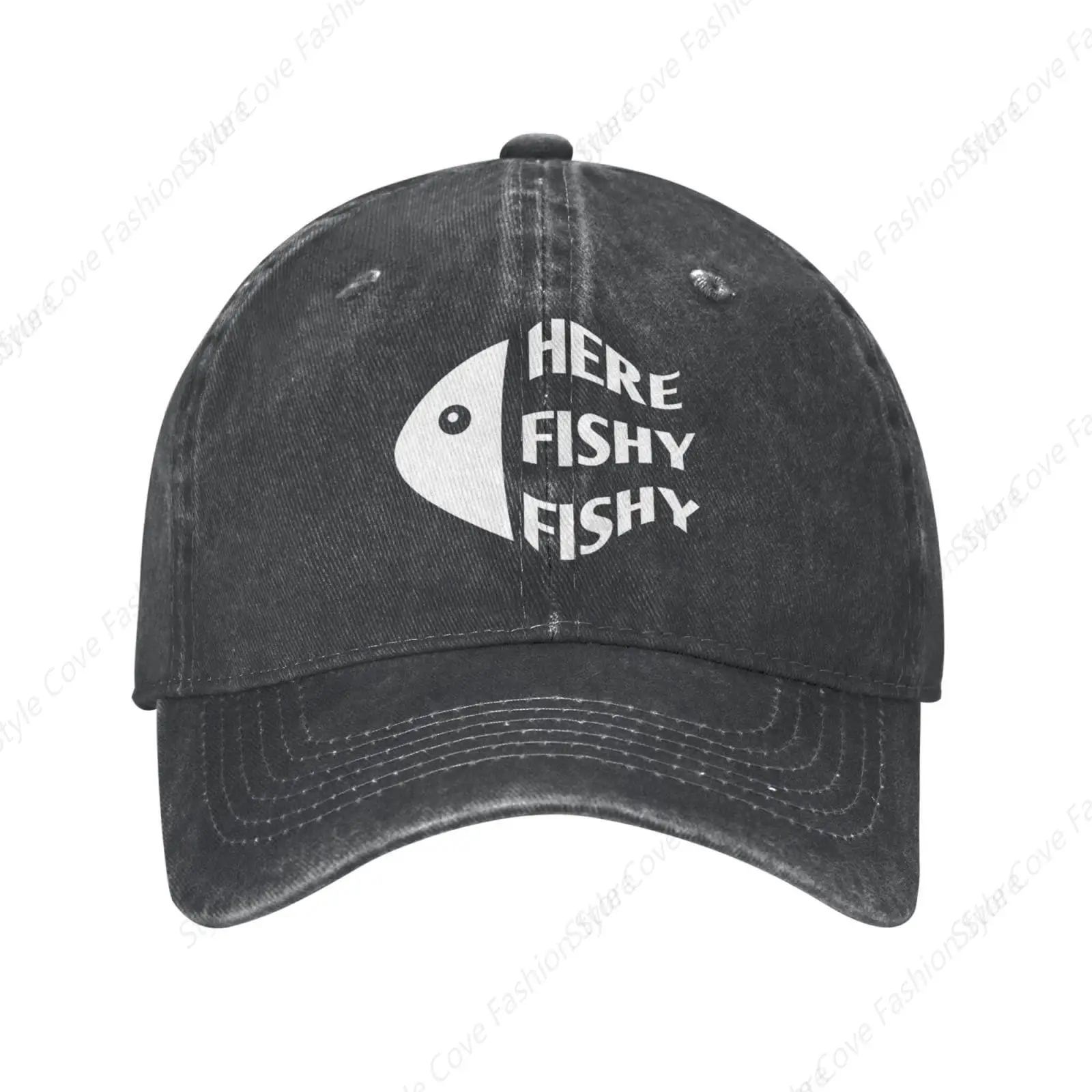 

Fishing Cap Here Fishy Fishy Fishy Cap Funny Fish Hat Pure Cotton Baseball Cap Fashion Adult Snapback Cap Men Women Fishing Hat