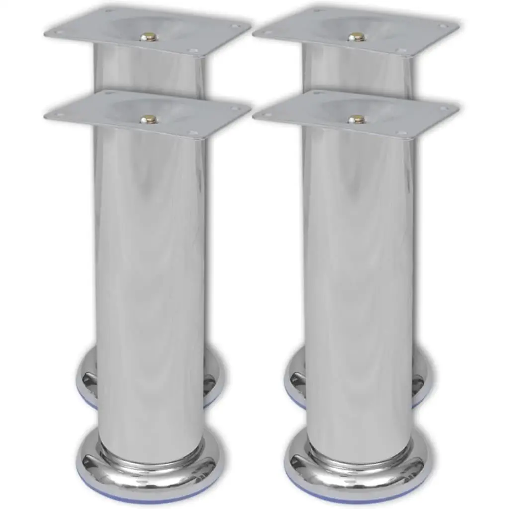 Set of 4 Chrome Sofa Legs - 7.1 Inch Round Modern Furniture Feet Replacement