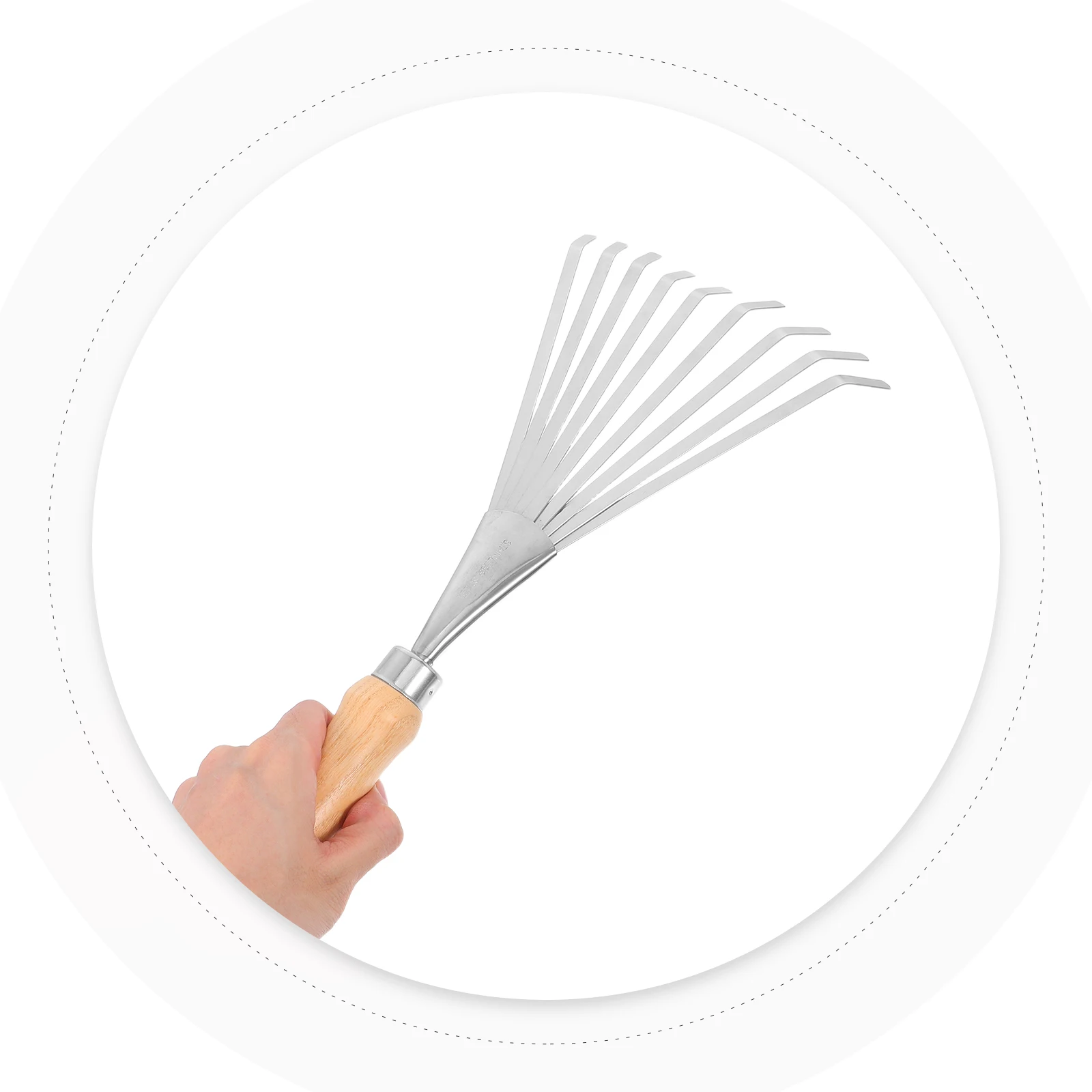 

Stainless Steel Wood H Rake Garden Cleaning Foldable Leaves Sweeper Durable Practical Yard Helper Weeds Removal