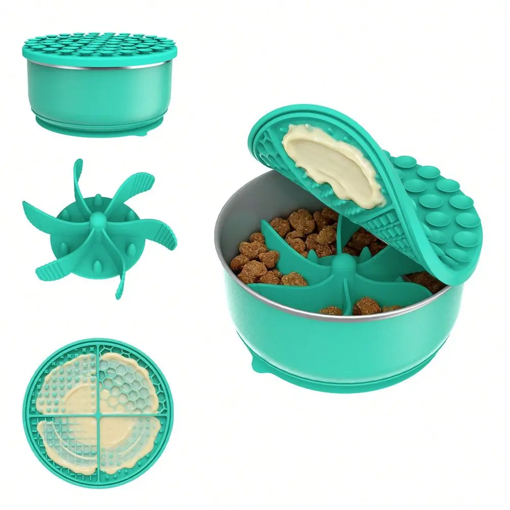 

Steel Pet Bowl With AntiSlip Mat, Slow Feeder, Suitable For Dogs And Cats NonSlip Base For Food And Water Easy To Clean