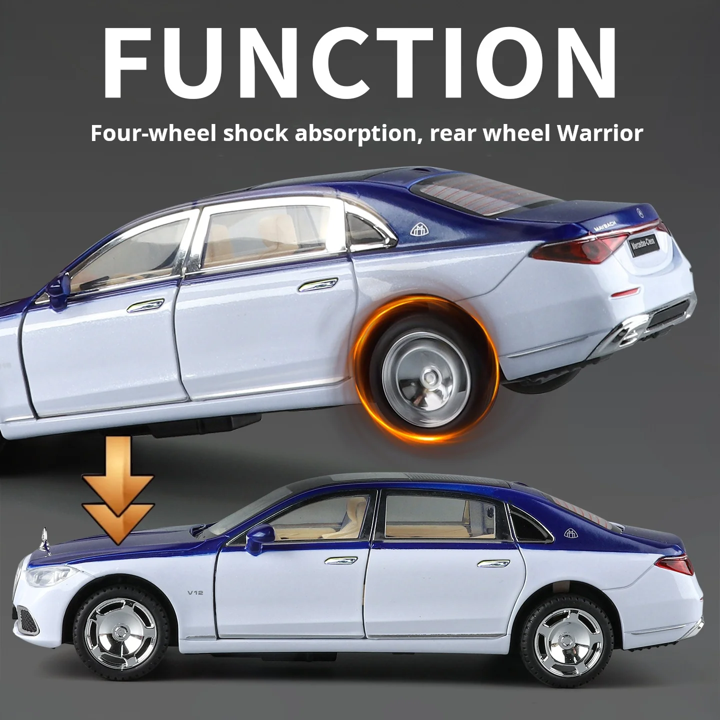 1:24 Mercedes-Maybach S680 Luxury Sedan Simulation Alloy Toy Car Metal Electric doors Opened Sound Light Models collection Gift - view 4