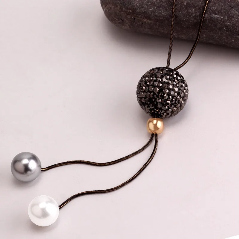 

Diamond ball sweater chain long versatile autumn and winter necklace for women