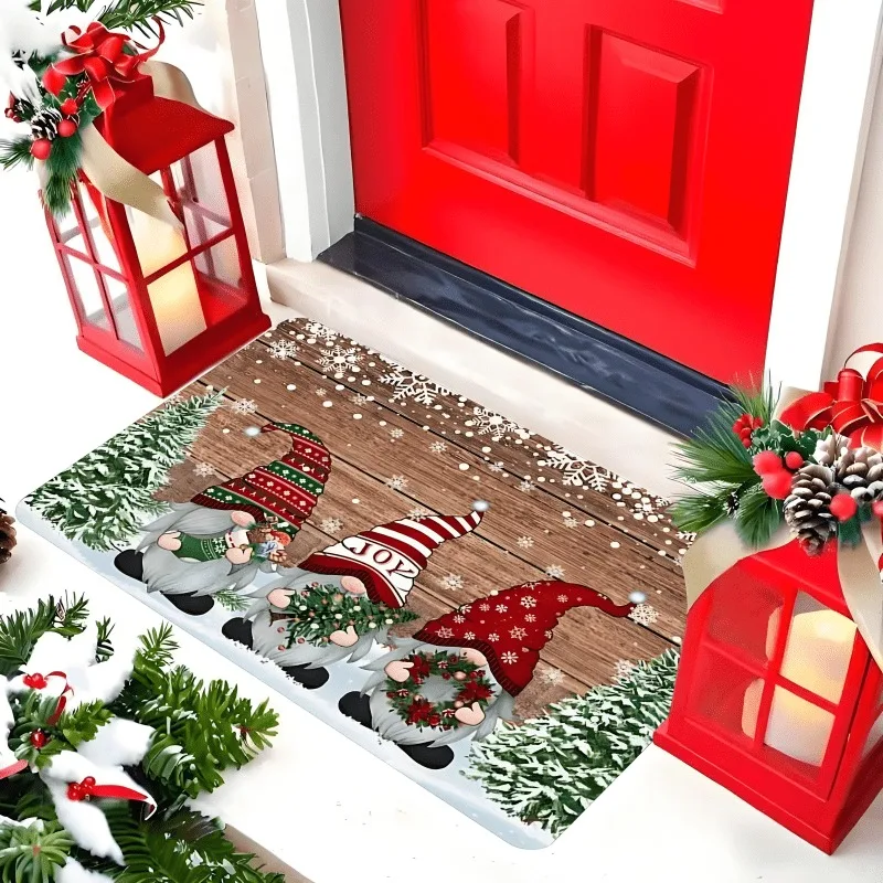 Merry Christmas Doormat Santa Snowman Snowflake Print Floor Mat Indoor Entrance Rug Xmas Holiday Front Door Home Decor
