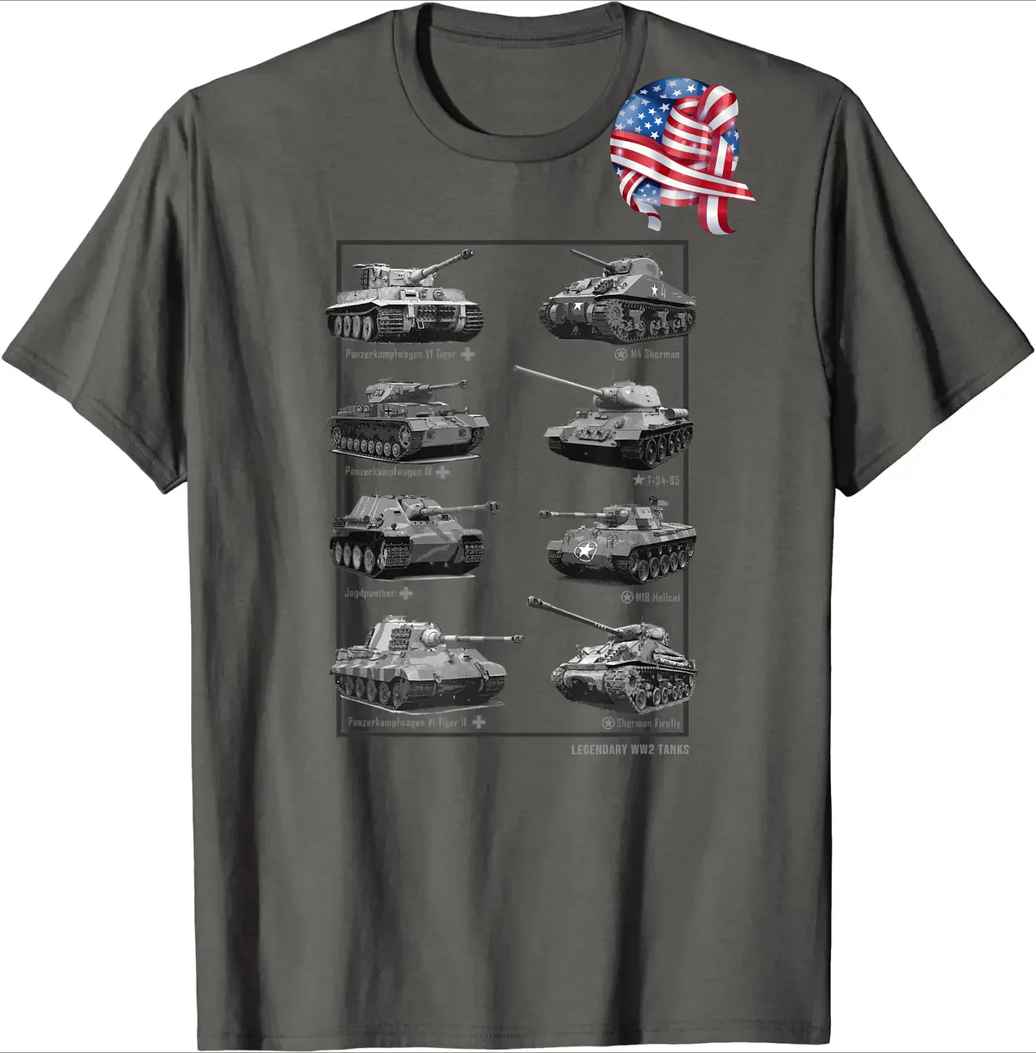 

WW2 Tanks Sherman T-34 Tiger Men T-Shirt Short Sleeve Casual 100% Cotton O-Neck Summer Tees