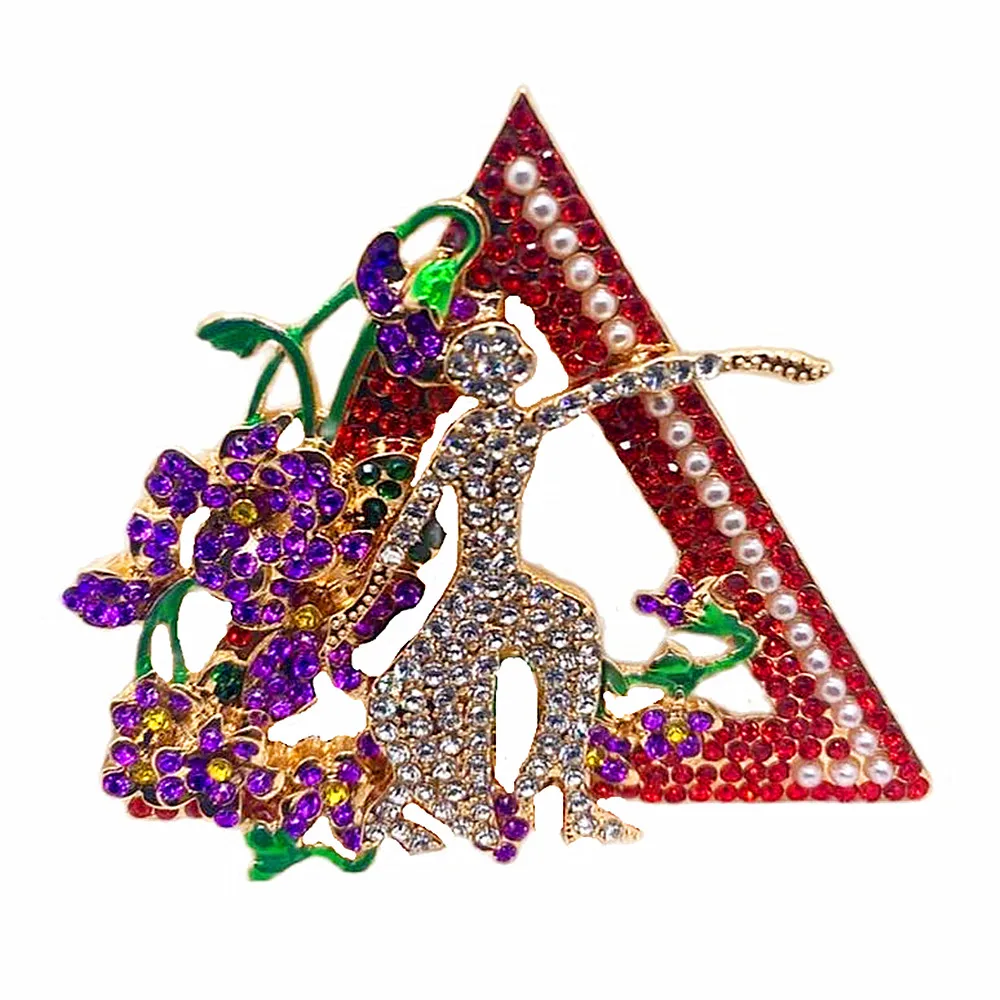 

Great Quality Sparking Diamond Crystal Enamel Colors Sorority Triangles Fortitude Lady Dear Delta Violet Brooch Jewelry