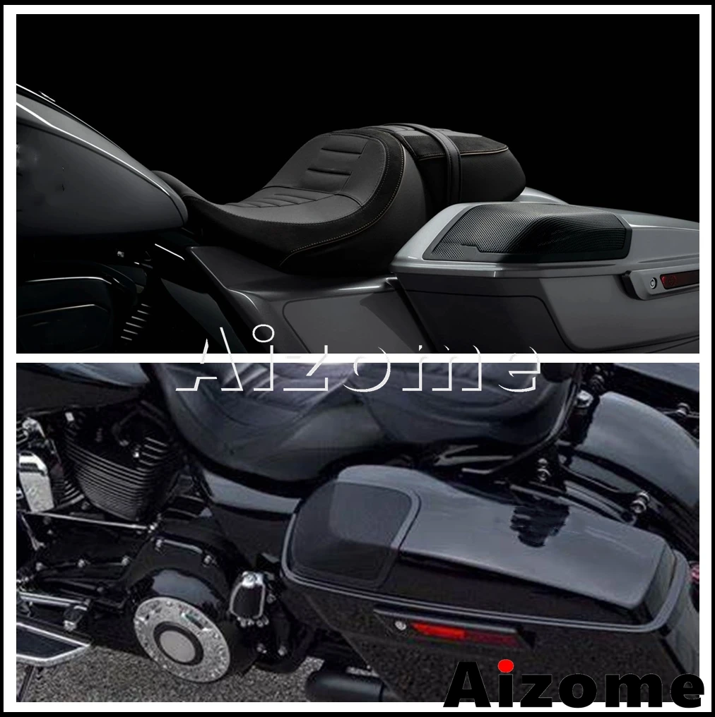 ملحقات الدراجات النارية باللون الأسود أغطية السرج الخلفي قطع مكبر الصوت شواية لدراجة Harley Touring CVO Road Street Glide 2023 2024 2025 #6