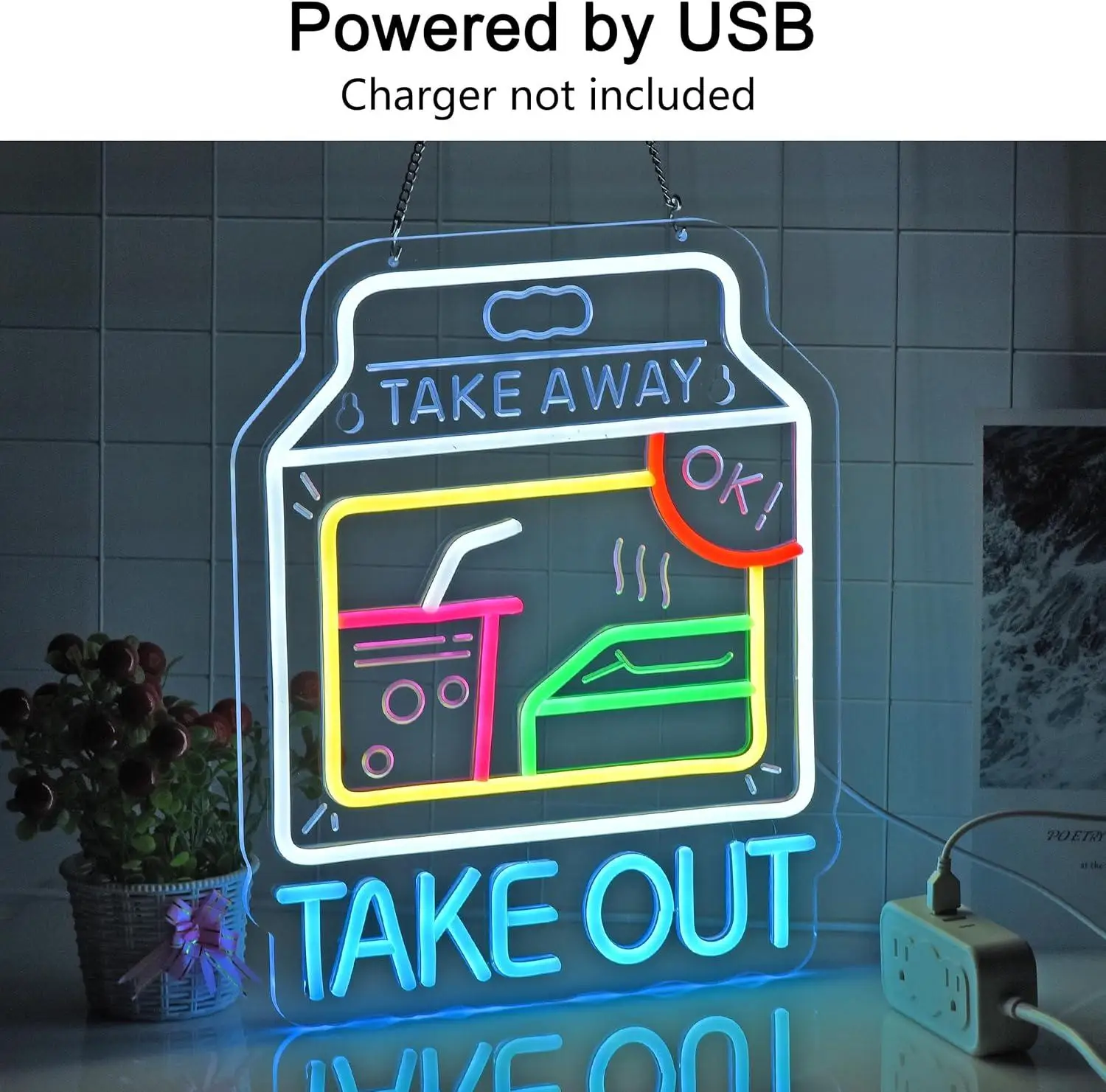 Letreiro Neon LED USB para Comércio - close-up view