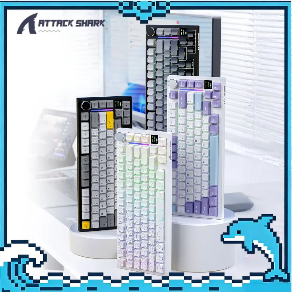 ATTACK SHARK X820 Ultra Mechanical Keyboard 75% Tri-mode Bluetooth Wireless With CNC Knob Gasket Hot Swap RGB 4000mAh Keyboard