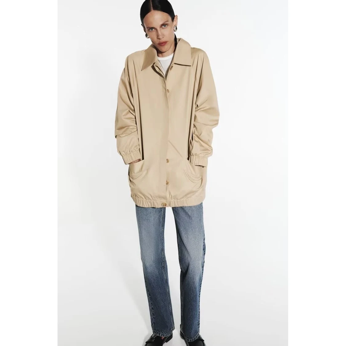 Early Autumn New Arrival Women's Fashion ZR Style Pilot Jacket Outerwear Polyester Fiber Loose Fit Long Sleeve Button Closure