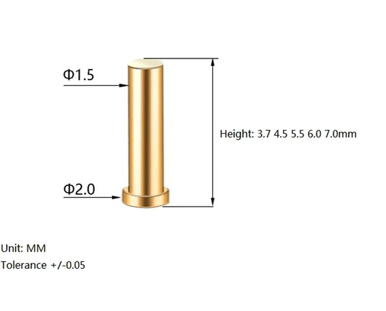 10Pcs Diameter 2.0 MM Pogo Pin Connector Female Seat 1 2 3 3.7 4.5 5.5 6 7.0 Height 3 AMP SMT Surface Mount PCB Straight Gold 1u