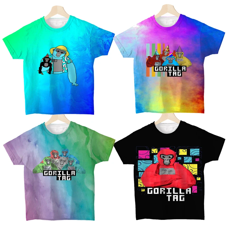 Gorilla Tag Kids T-shirts for Boys Girls Monke Anime T Shirts Monkey Child Cartoon Tshirt Camiseta Summer Toddler Tee Costume