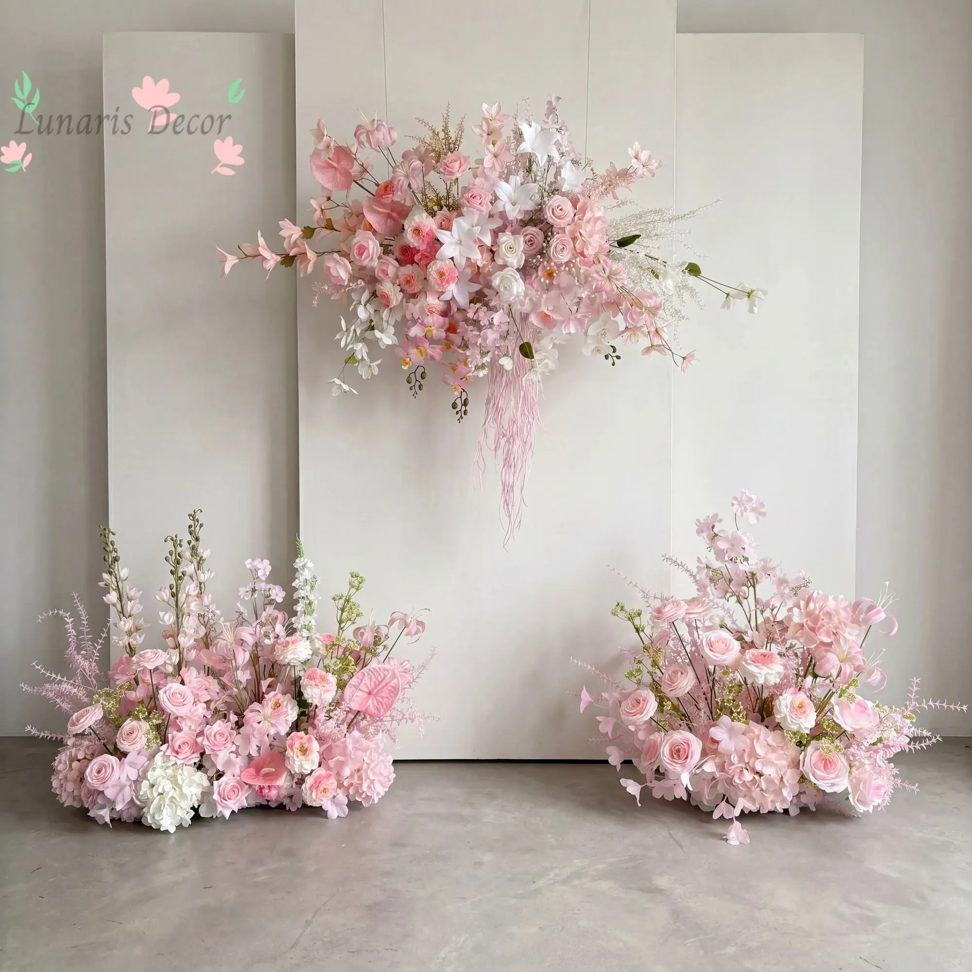 

Wedding simulation floor row silk flower finished decorative flower row T platform road guide birthday party wedding pink