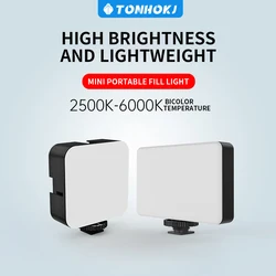 LED Video ışığı kamera ışık 2500-6000K 6W/12W soğuk ayakkabı Mini Vlog dolgu ışığı ile 1500mAh Panel lambası fotoğraf