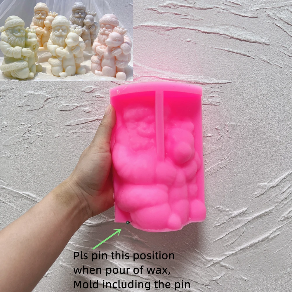 Kerst Kerstman Met Herten Kaars Schimmel DIY Siliconen Vorm Zeep Mal Voor Kunst Sculptuur Maken