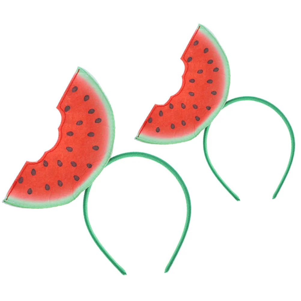 

2 Pcs Watermelon Headband 3D Hair Accessories Party Headpiece Cartoon Fruit Elements Photo Props Fits Most Hairstyles
