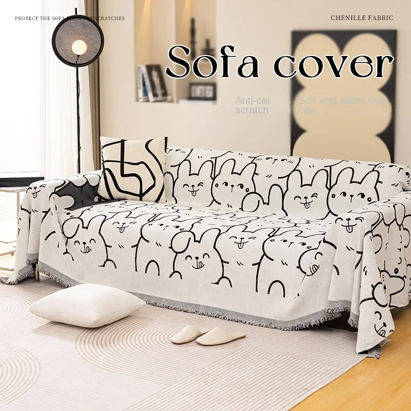 Cartoon Sofa Cover Chenille Sofa Towel Full Coverage Cloth Universal Full Coverage Sofa Cover Anti Cat Scratch Throw Blankets