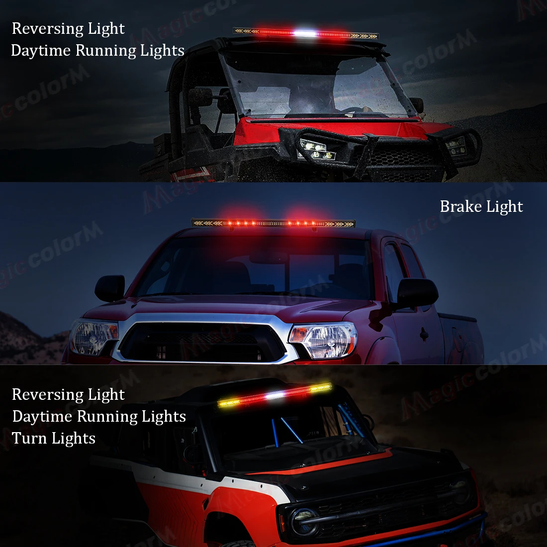 1Pc Police Light Car Strobe Warning Light DRL 216LED Windshield Brake Lamp Reversing Turn Signal 10-30V Red White Yellow 32 inch
