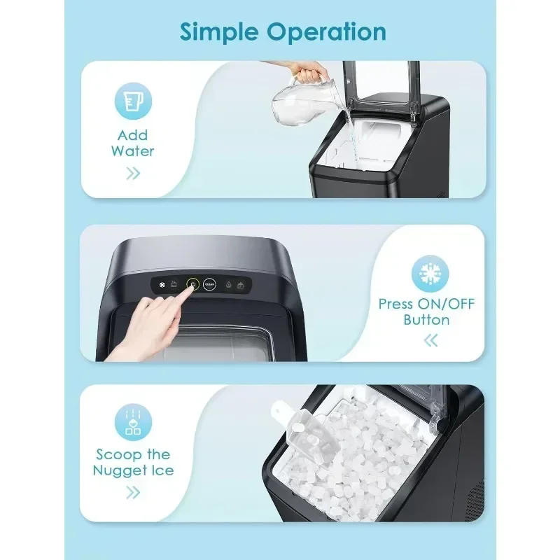 صانعة الثلج Oraimo Nugget، سطح عمل صانعات الثلج، 26 رطلاً/يومًا، ثلج قابل للمضغ صديق للأسنان مع تنظيف ذاتي #4