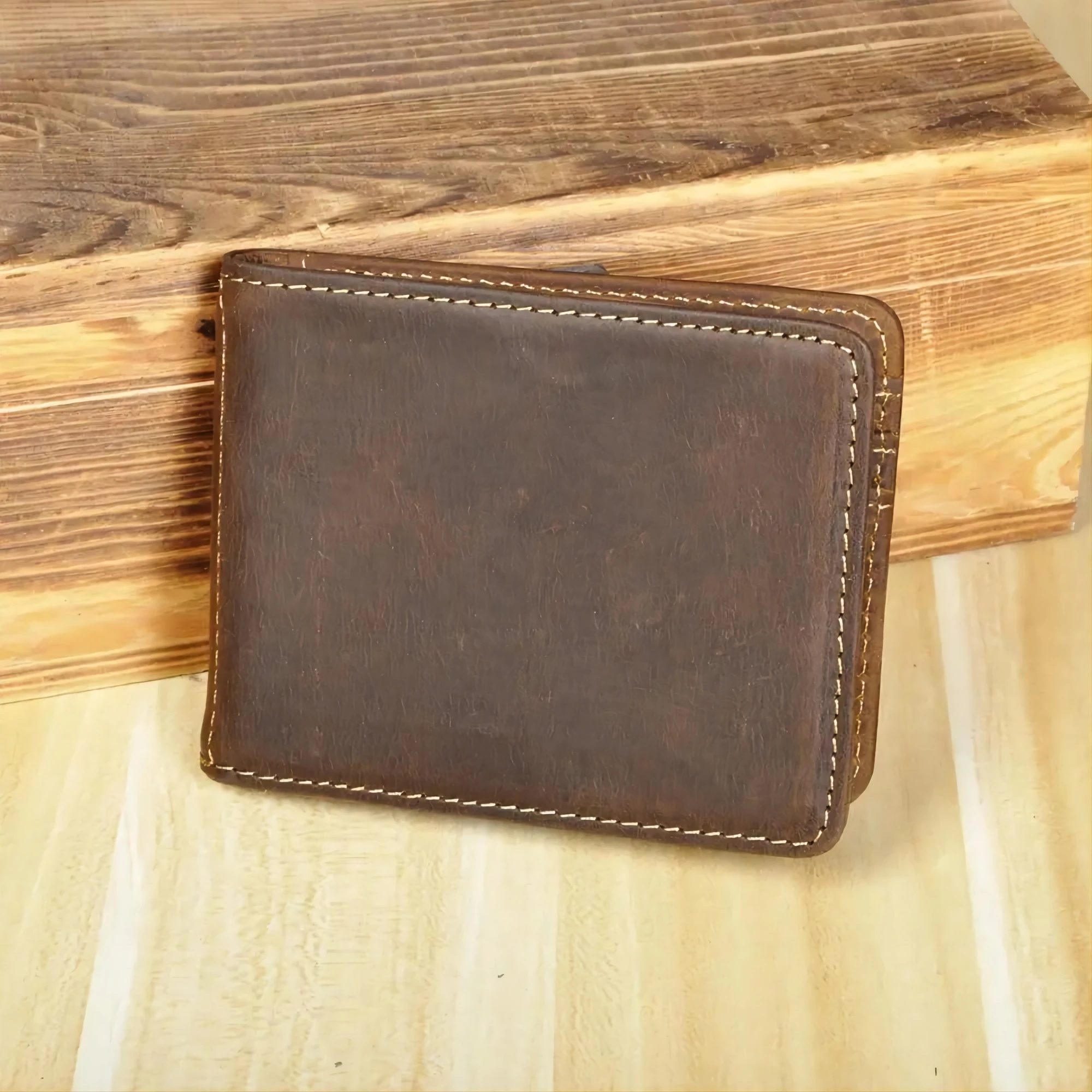 Quality Leather Unisex Money Clip Wallet Business Card Photo Holder Case Design Front Pocket Wallet Mini Slim Purse Male 1055