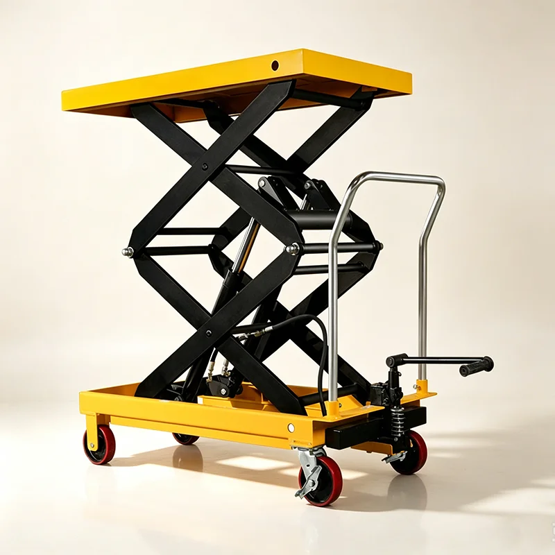 Mobile Portable Electric Hydraulic Scissor Lift Table With Rolling Wheels Vehicle Mounted Cargo Loading Unloading Lifting Cart