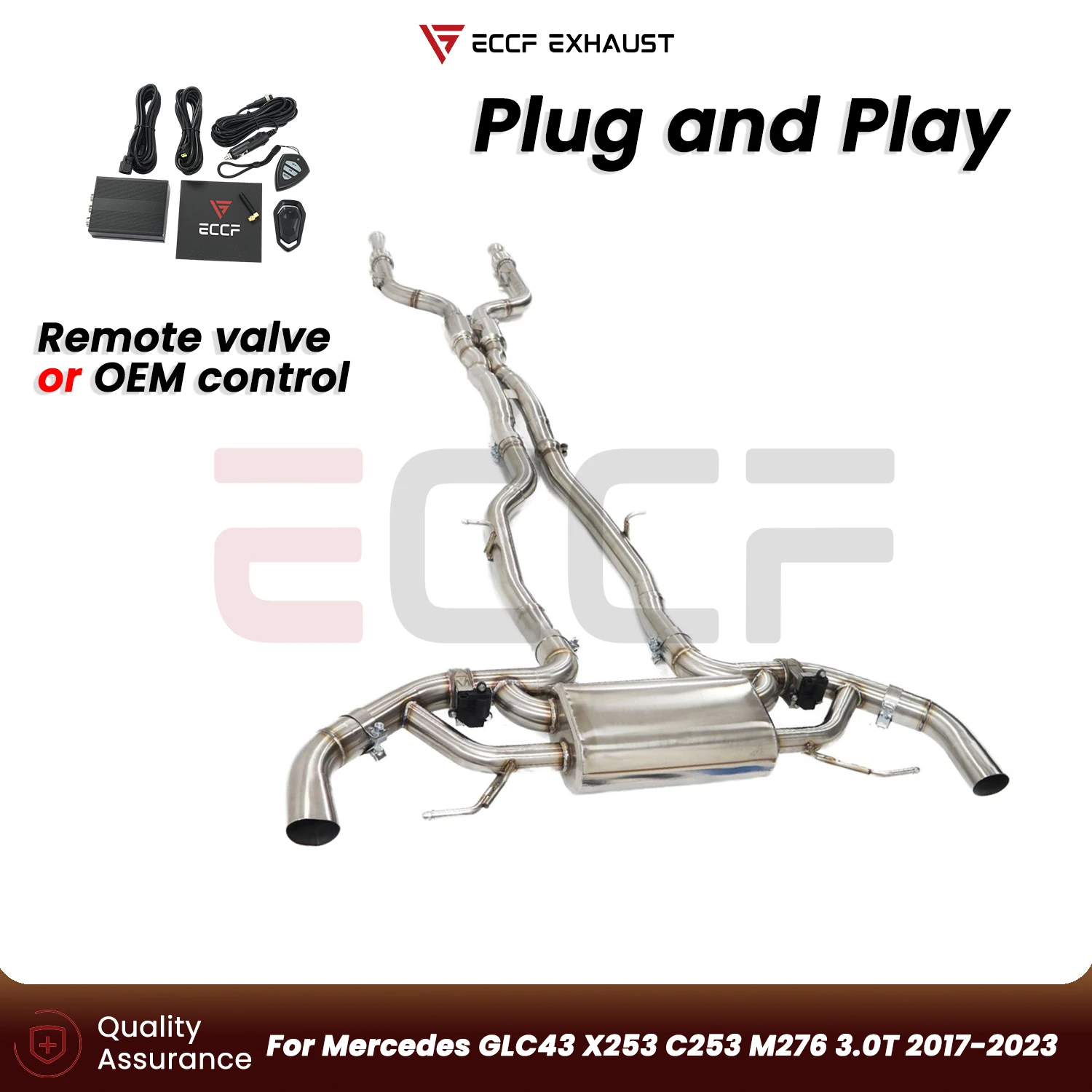 

Sporty Stainless steel Catback Exhaust system FOR Mercedes GLC43 X253 C253 M276 3.0T 2017-2023 Performance Upgrade Plug and Play