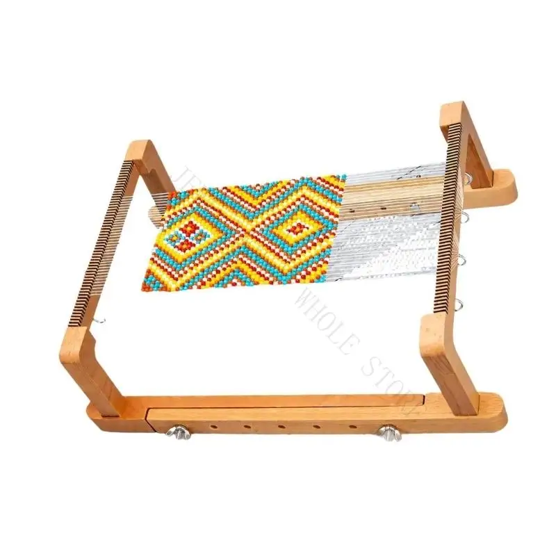 r7uf-metier-a-tisser-perles-pour-fabrication-bijoux-cadre-perles-reglable-en-bois-avec-support-d'alignement