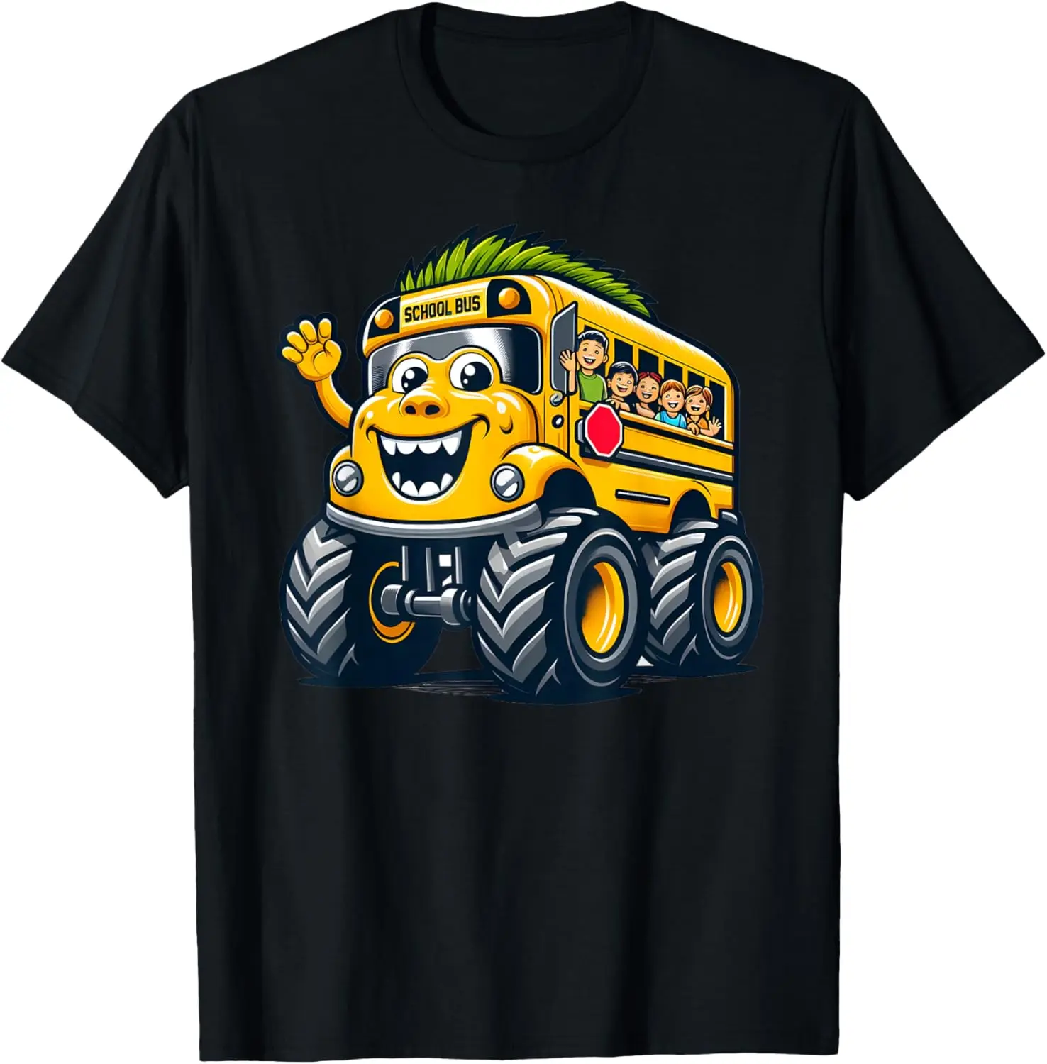 Komik Canavar Kamyon Okul Otobüsü Okula Dönüş Çocuk Boys Tişört