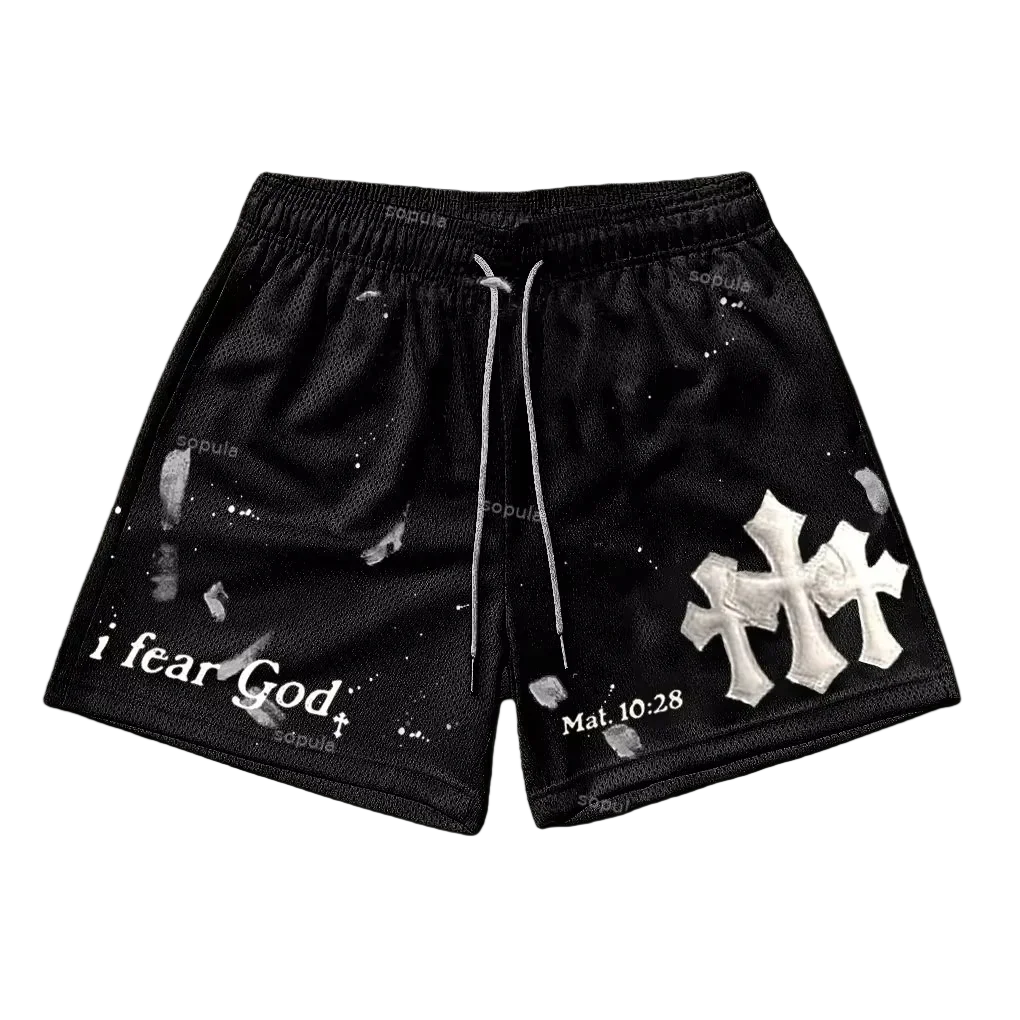 

Новые винтажные повседневные уличные шорты с крестообразным узором и принтом, спортивные тренировочные дышащие модные шорты, быстросохнущая уличная одежда, мото