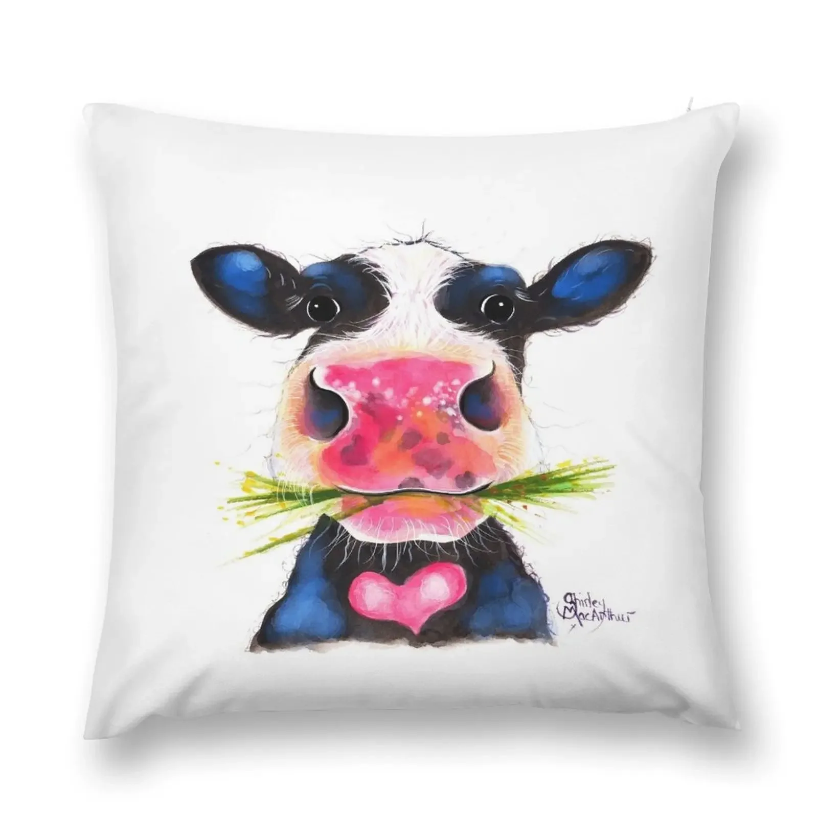 NOSEY COW PRiNT 'ROCKY' BY SHiRLeY MacARTHuR Throw Pillow Luxury Living Room Decorative Cushions Pillowcases For Pillows pillow